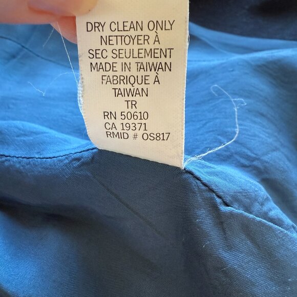 Women's dark blue long sleeve collared button down fully lined wool jacket 6 - Picture 12 of 13